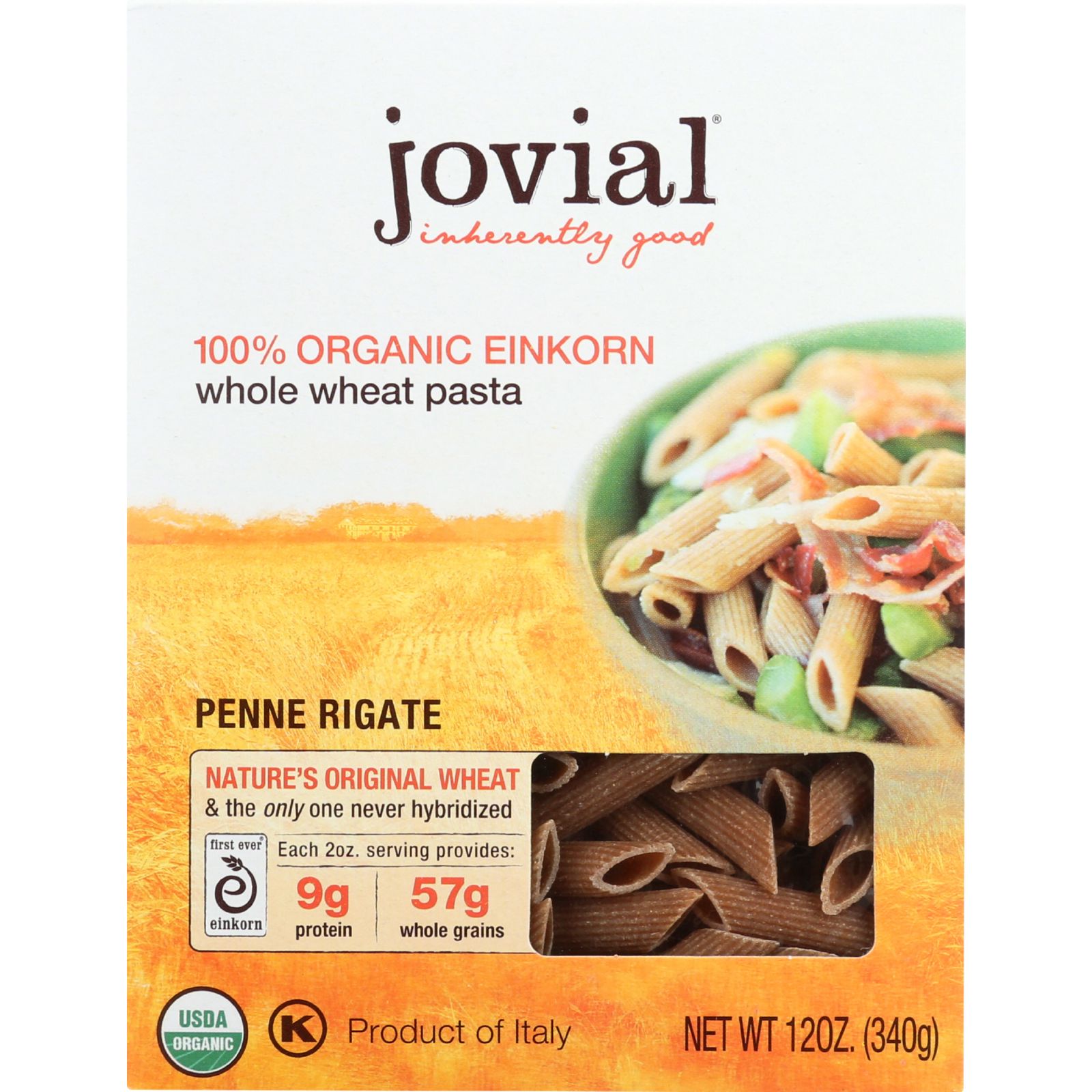 Jovial Pasta Organic Whole Grain Einkorn Penne Rigate 12 oz