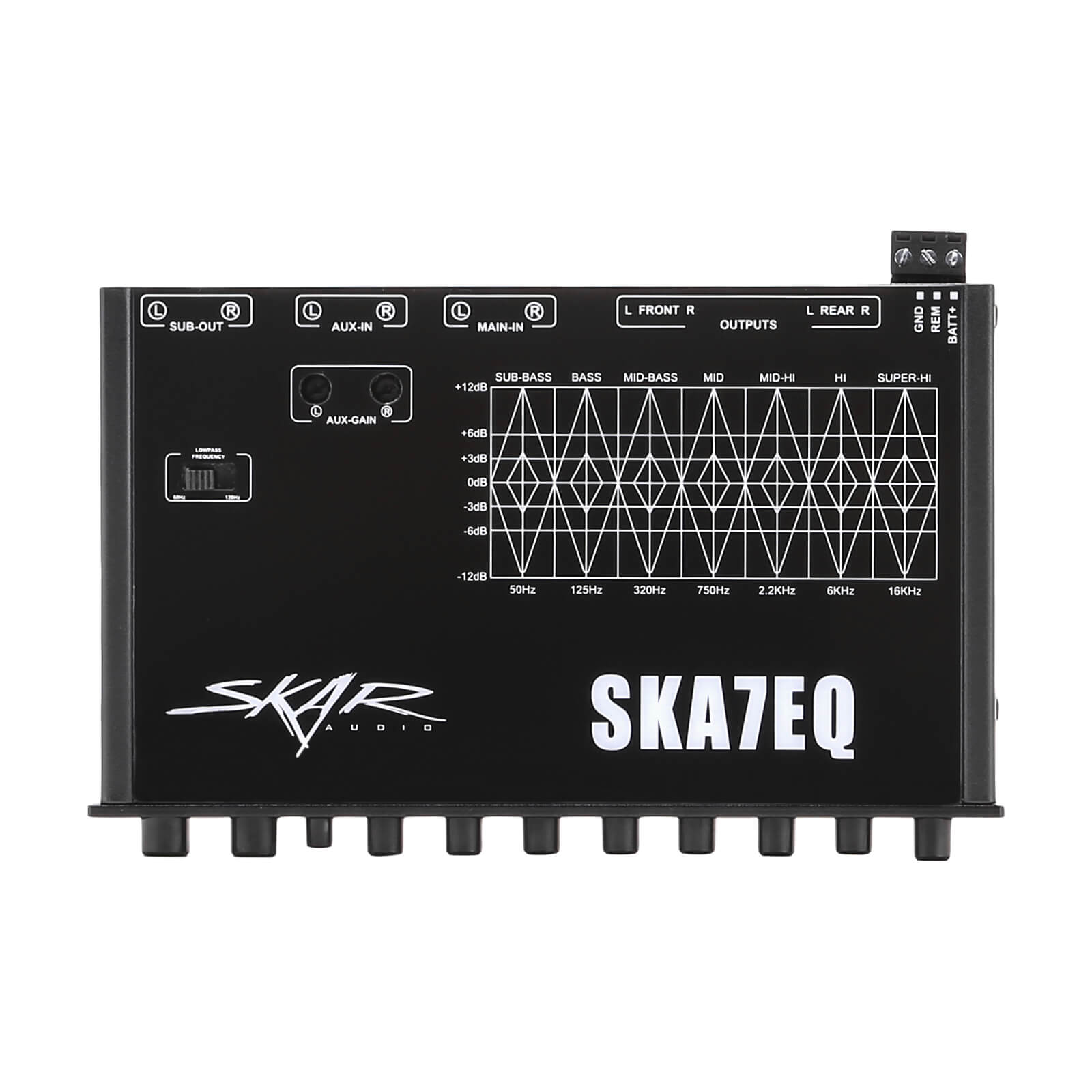 NEW SKAR AUDIO SKA7EQ 7 BAND 1/2 DIN CAR AUDIO EQ W/ FRONT REAR AND SUB