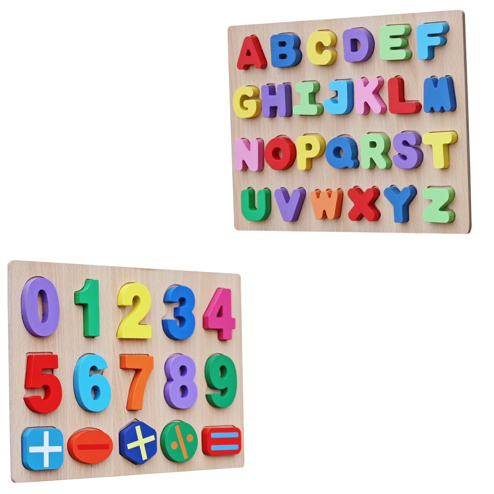 Wooden Colorful Alphabet English Letter & Number Puzzle Jigsaw