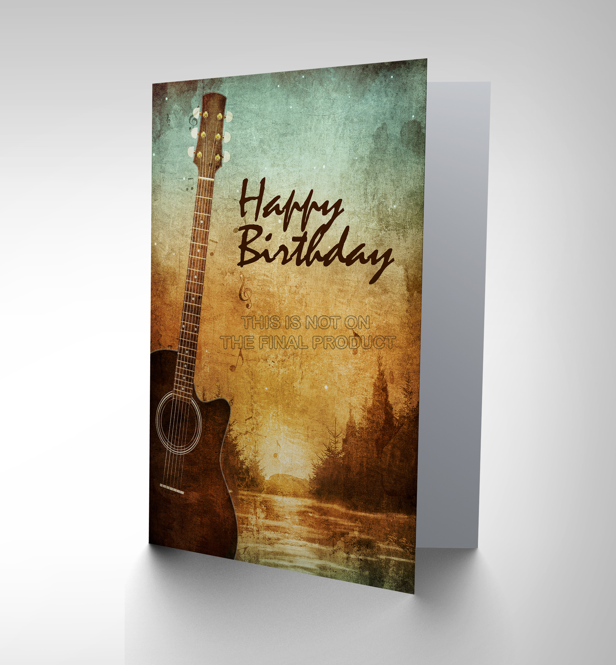 NEW HAPPY BIRTHDAY MUSIC SUNSET GUITAR BLANK GREETINGS CARD ART CP288