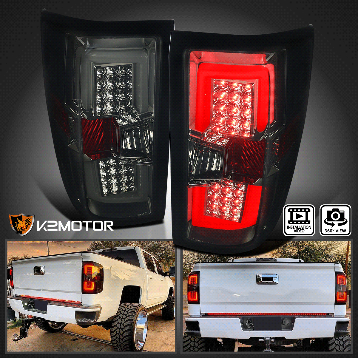 For 20142017 Chevy Silverado 1500 2500HD Smoke LED Tail Lights Lamps w