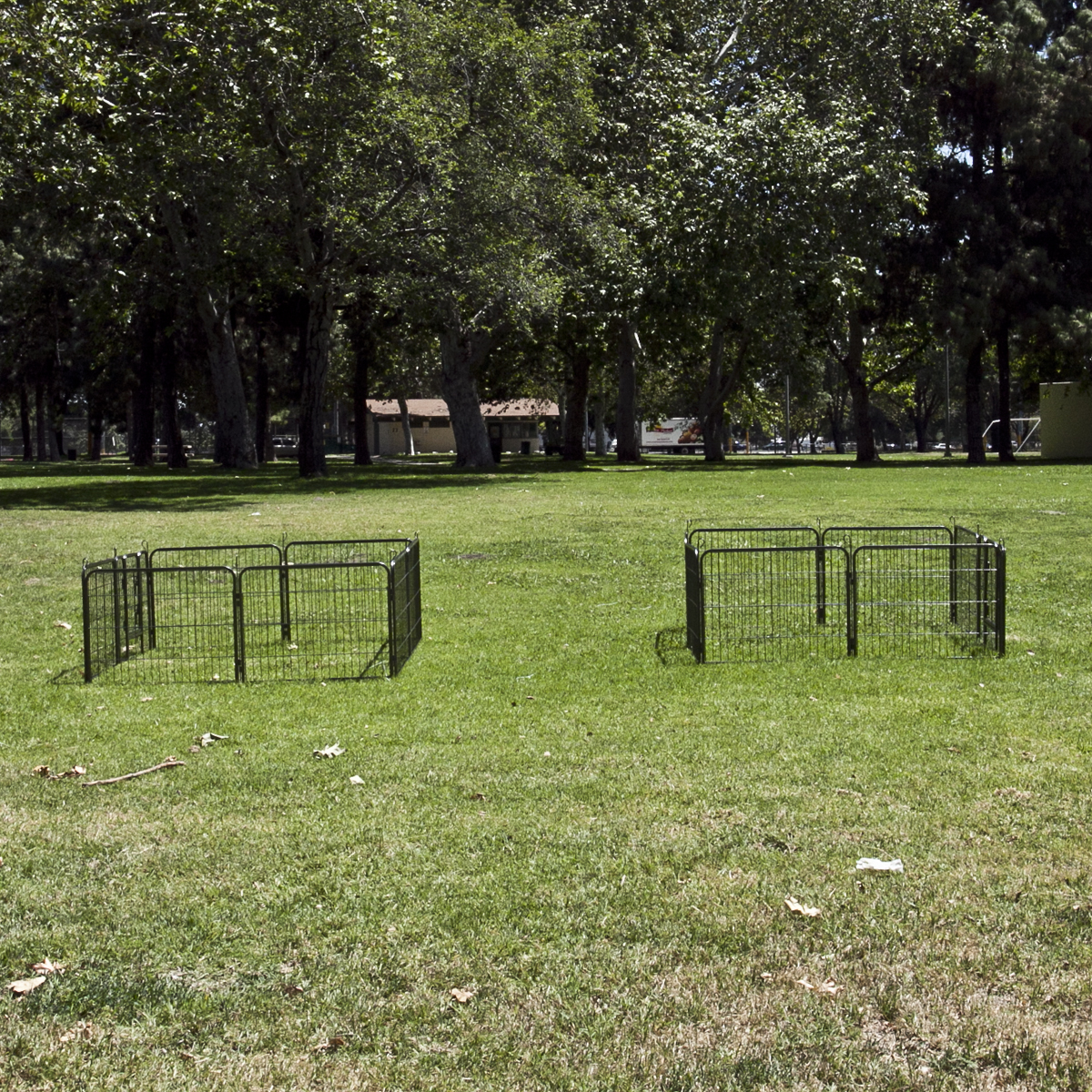 2 x 8 Panel Pet Dog Barrier Fence Exercise Metal Play Pen Kennel Large Duty Cage eBay