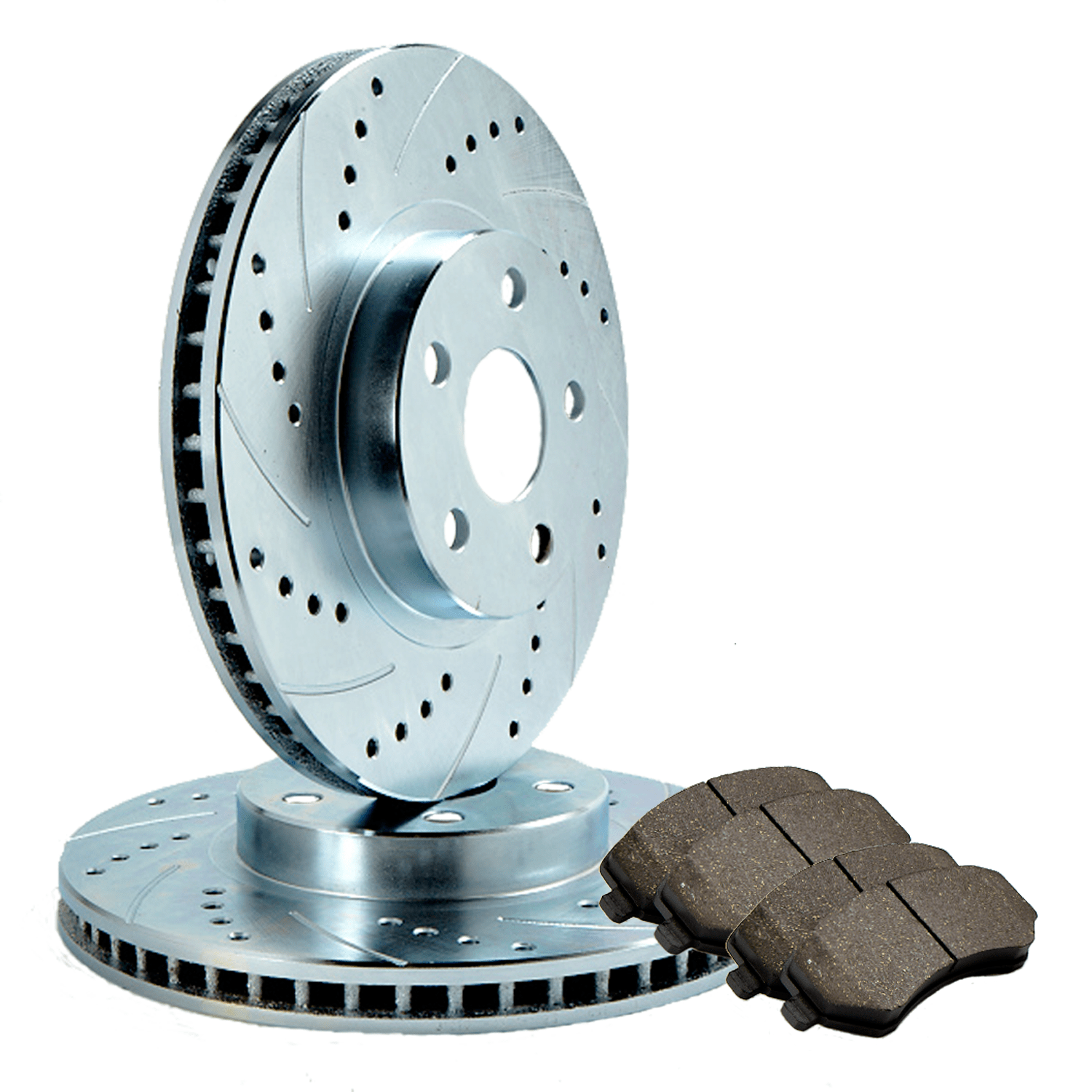 [FRONT PAIR] DRILLED & SLOTTED PERFORMANCE BRAKE ROTORS & CERAMIC PADS