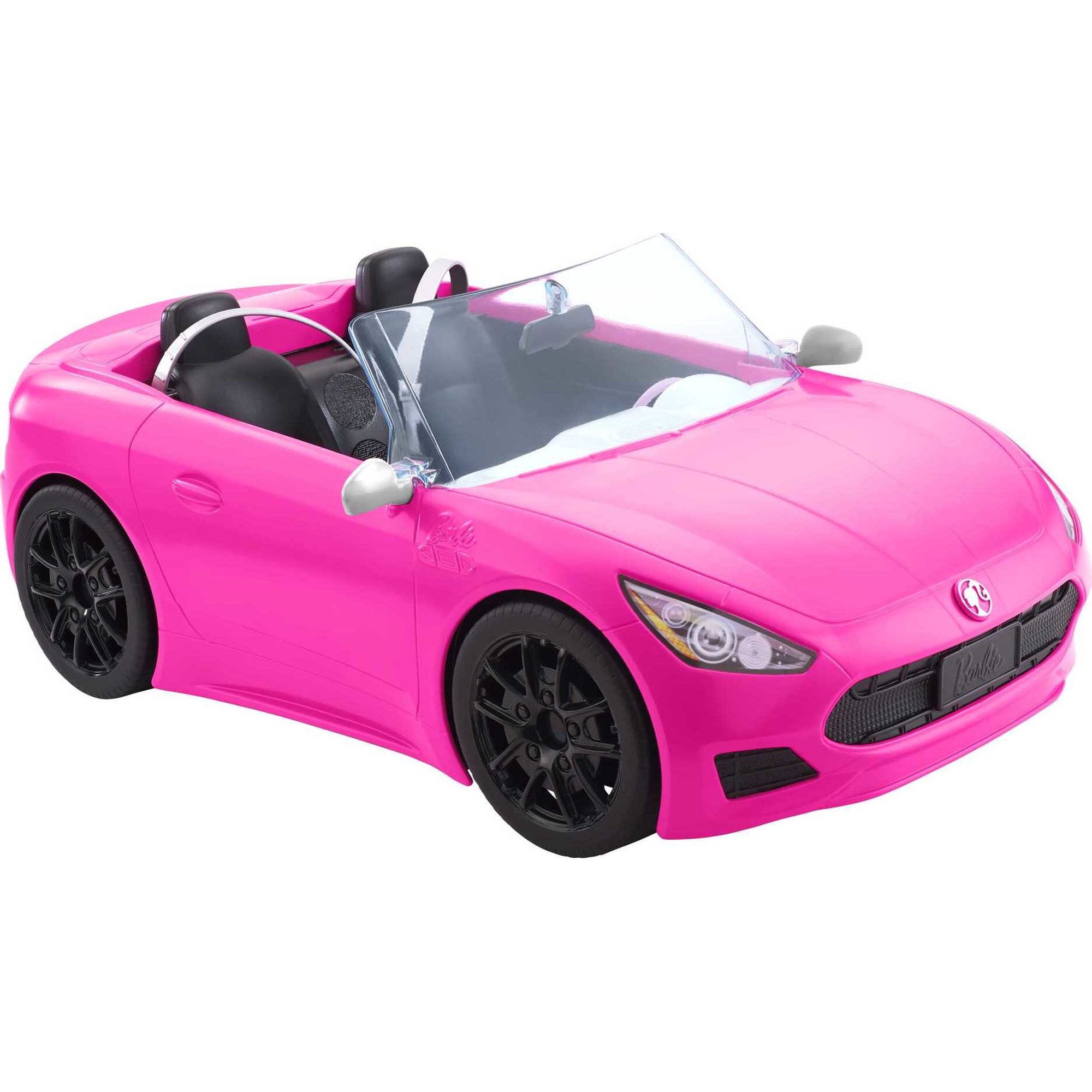 Barbie Pink Convertible Car, 2Seater Vehicle with Rolling Wheels