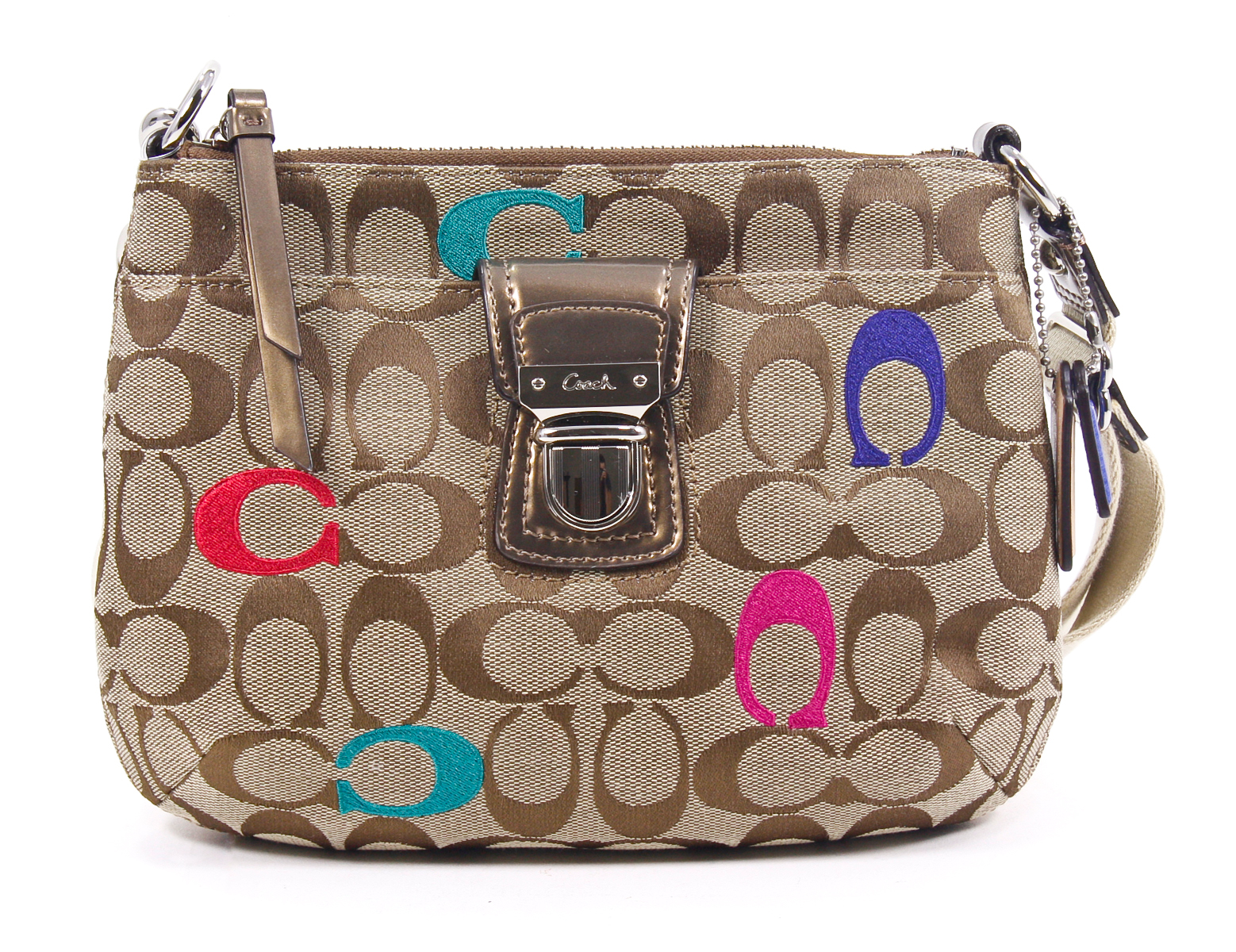Coach Poppy Embossed Signature Multicolored Swingpack Crossbody Handbag