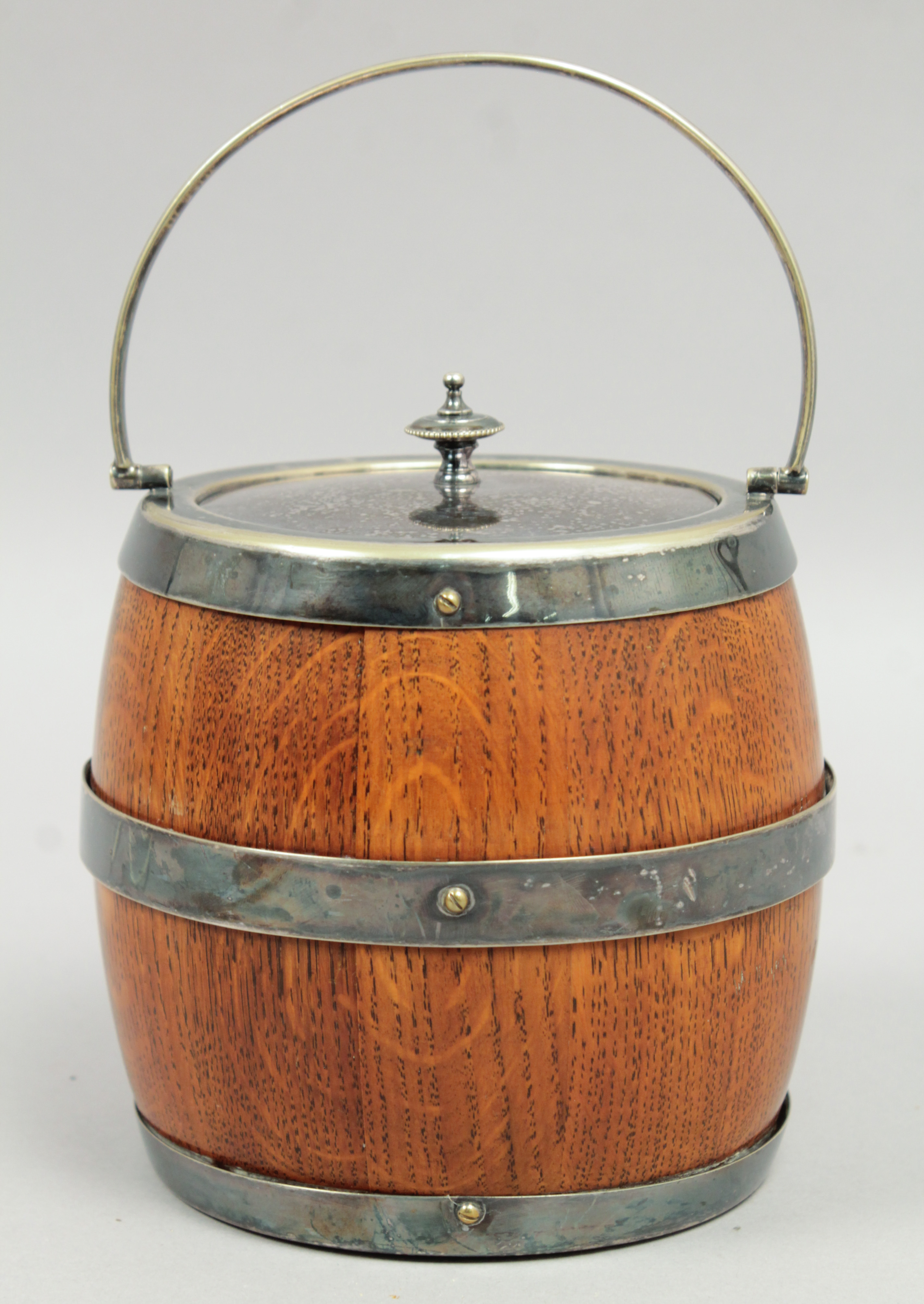 Superb Antique 19c Silver SP Oak Barrel Form Ice Bucket eBay