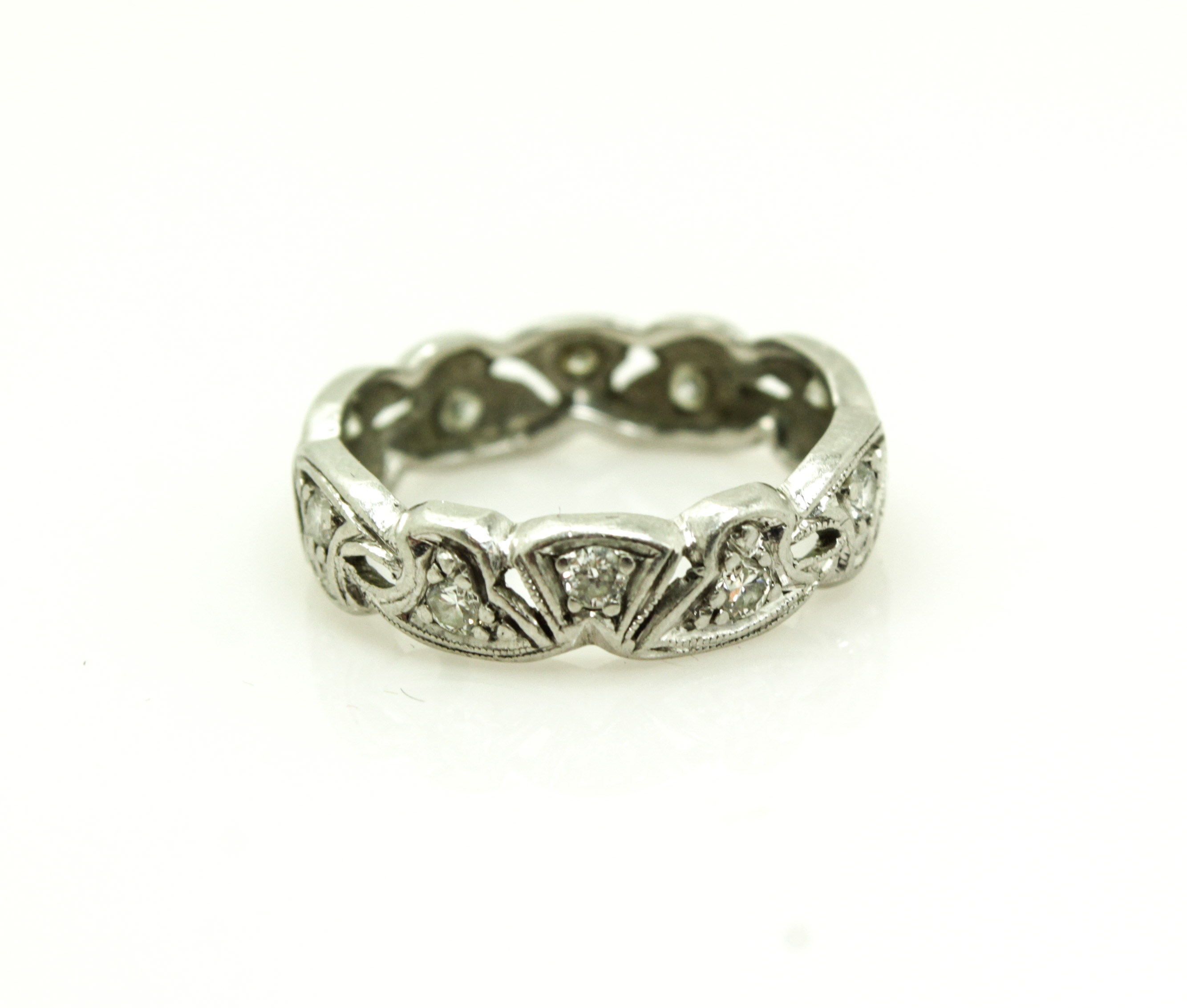 Fine 1930s/40s 0.36ct TW Diamond Platinum Filigree Wedding Anniversary