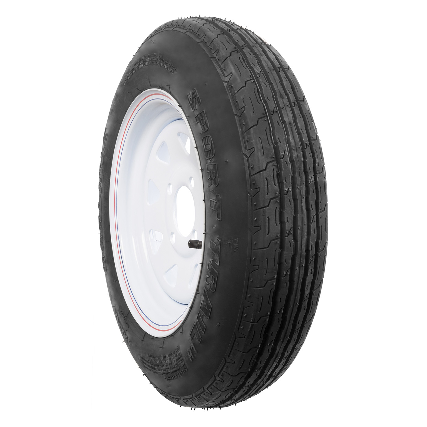 Carlisle 608251 Sport Trail LH Tire 5.3x12 LRB w/ White Trailer Wheel