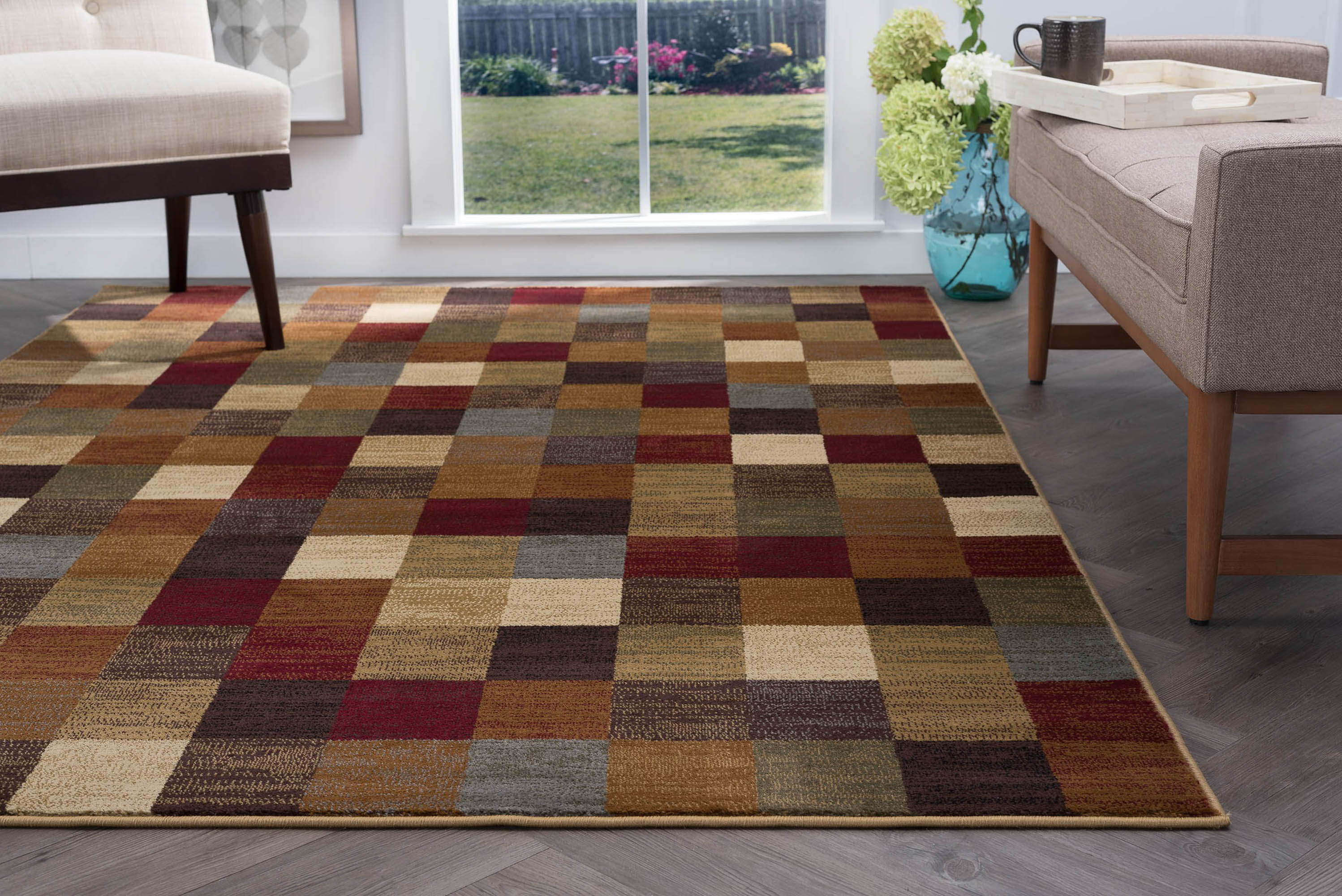 MultiColor Checked Modern Area Rug Boxes 5x7 Carpet Actual 5' 3" x 7