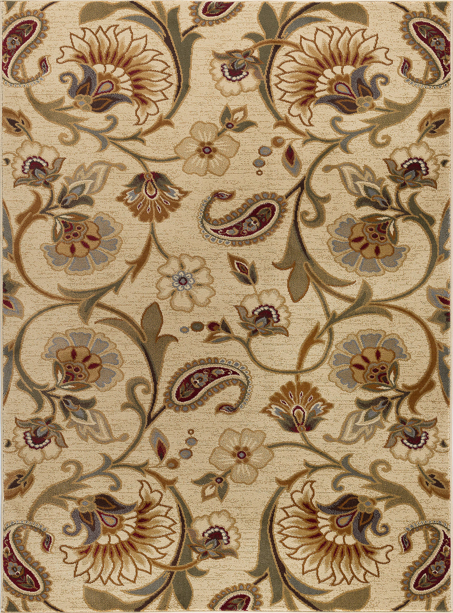 Beige Floral Transitional Area Rug Leaves 8x10 Carpet Actual 7' 10" x