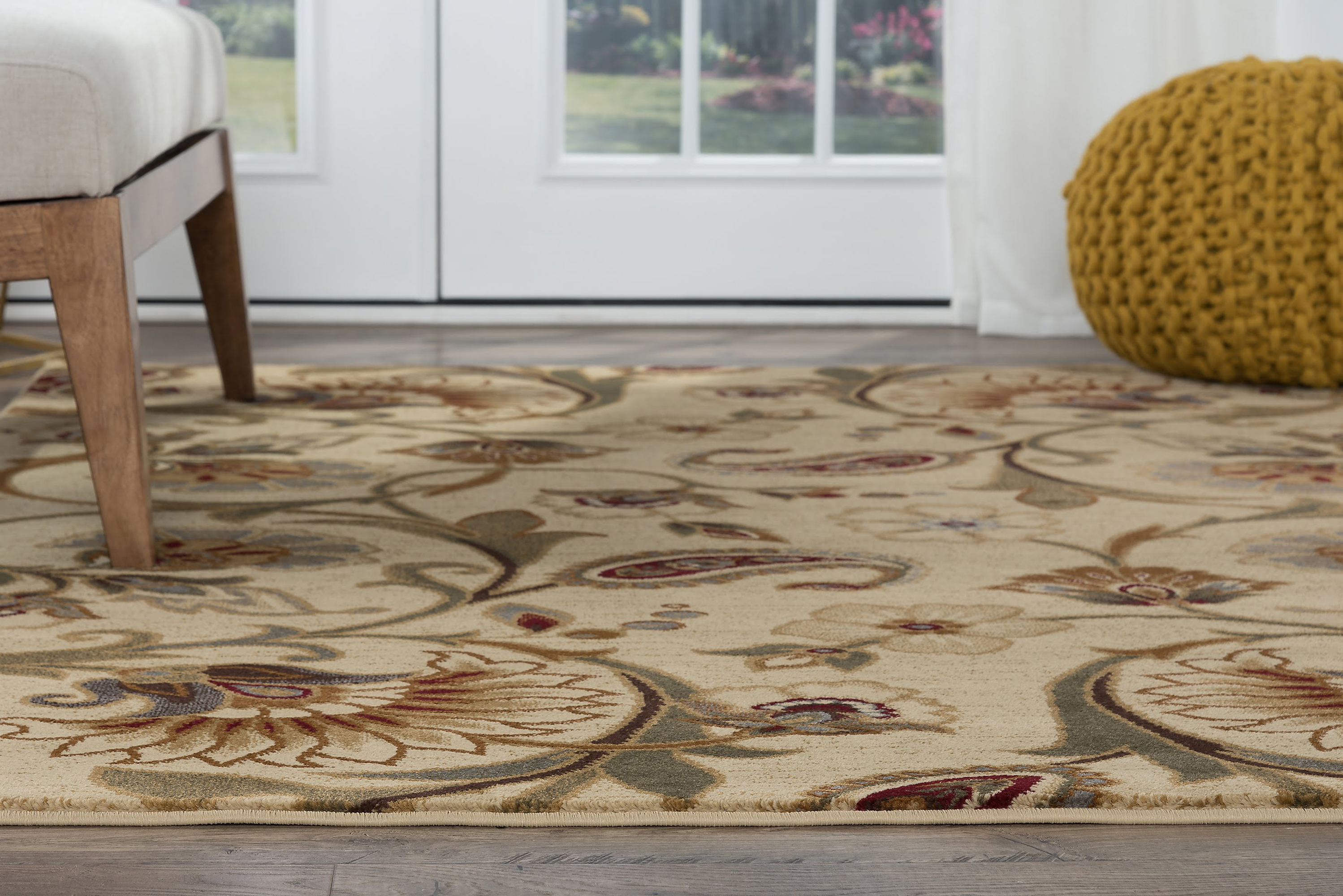 Beige Floral Transitional Area Rug Leaves 8x10 Carpet Actual 7' 10" x