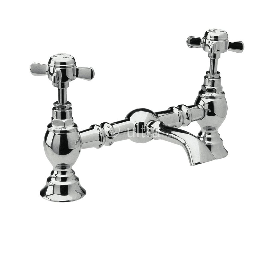 Luxury Traditional Chrome Bridge Basin Sink Mixer Tap Cross Head Handle