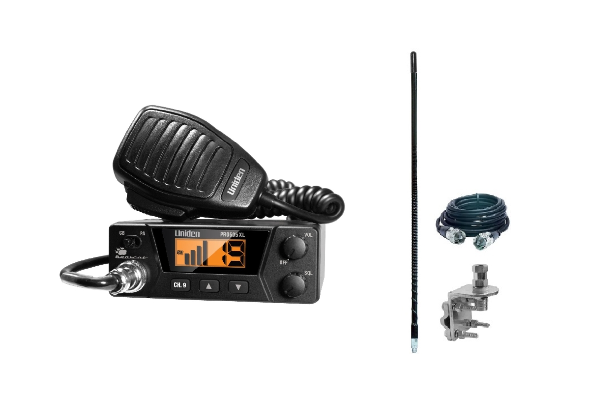 New Uniden PRO505XL Bearcat Compact CB Radio PLUS Antenna & Mount Kit