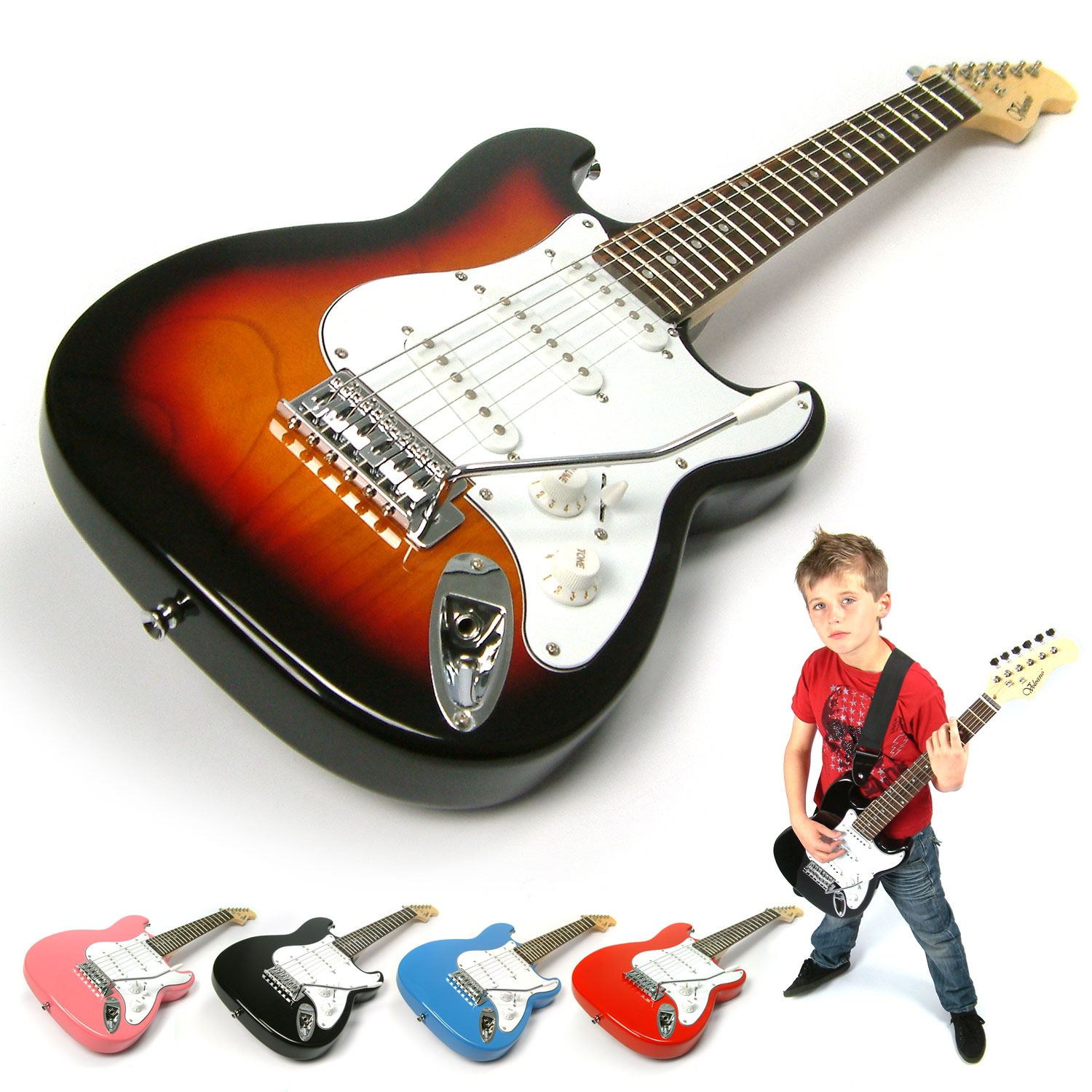 Pink 3/4 Size Childrens/Childs Electric Guitar (Kids three quarter
