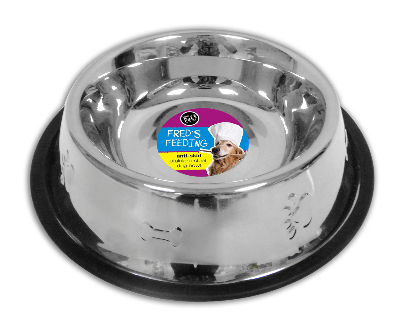 Stainless Steel Dog Feeding Water Bowl 32oz AntiSkid by
