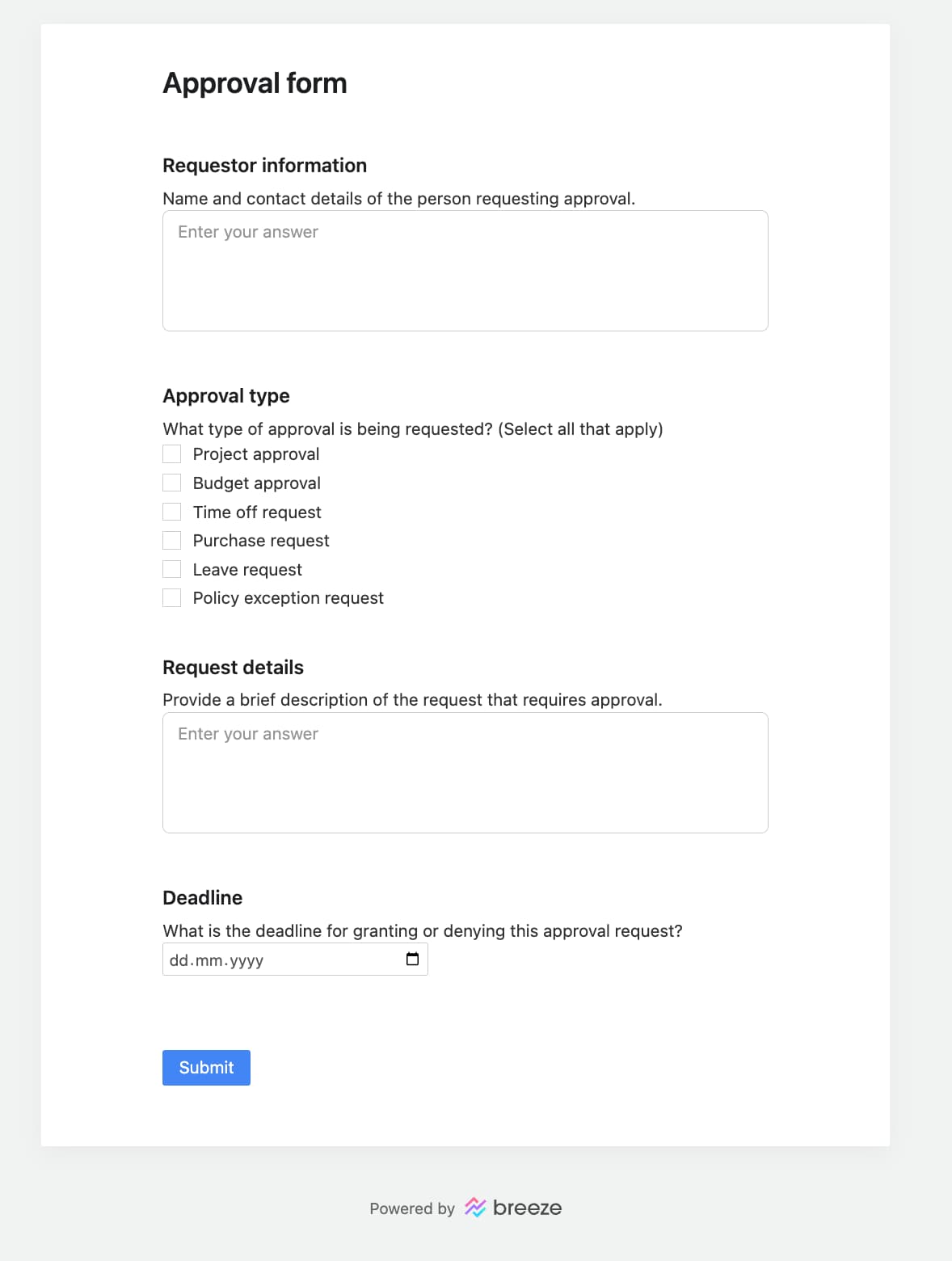 Streamlining project management the power of online forms Breeze