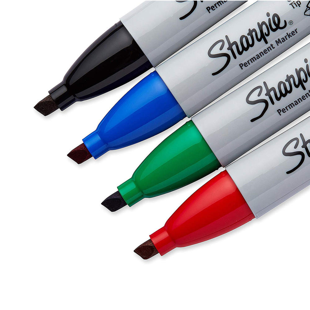 Sharpie® Permanent Marker, Chisel Tip, 4/Pack, Assorted Colors