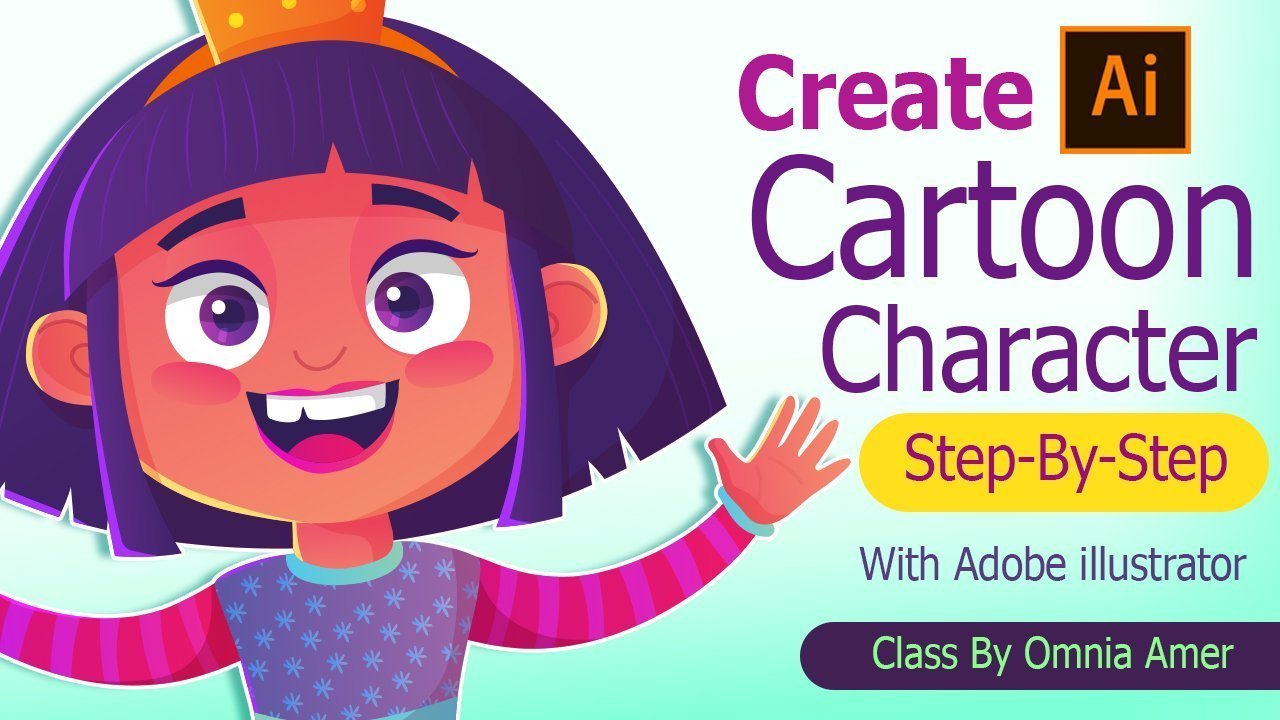 Online Course Create a cartoon character with adobe illustrator Step