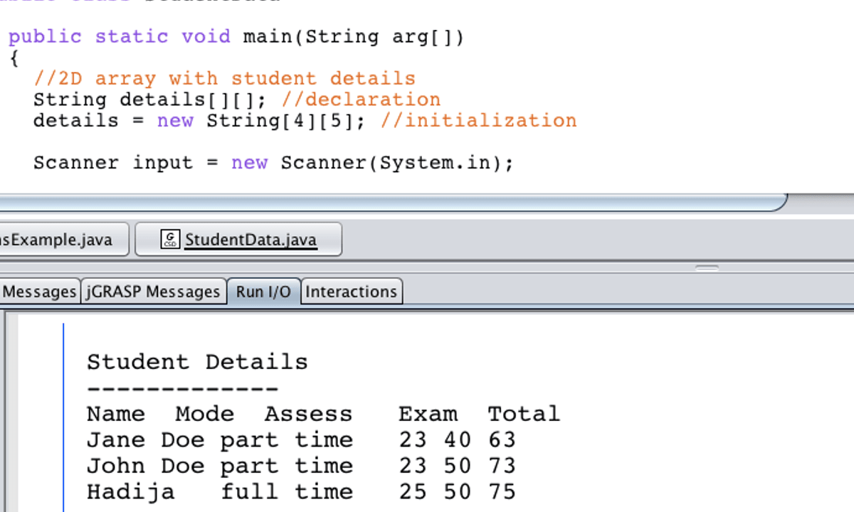 Free Online Course Create a Record of Students using Arrays in Java