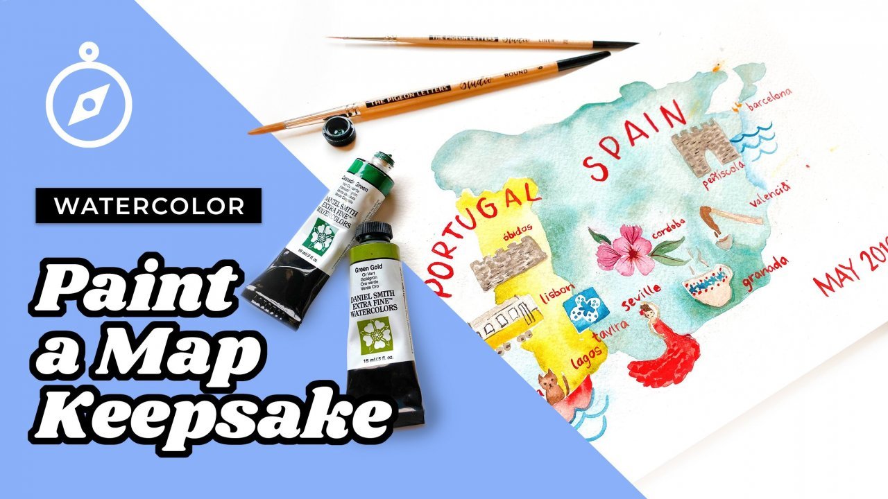 Online Course Paint a Map Keepsake with Watercolor from Skillshare