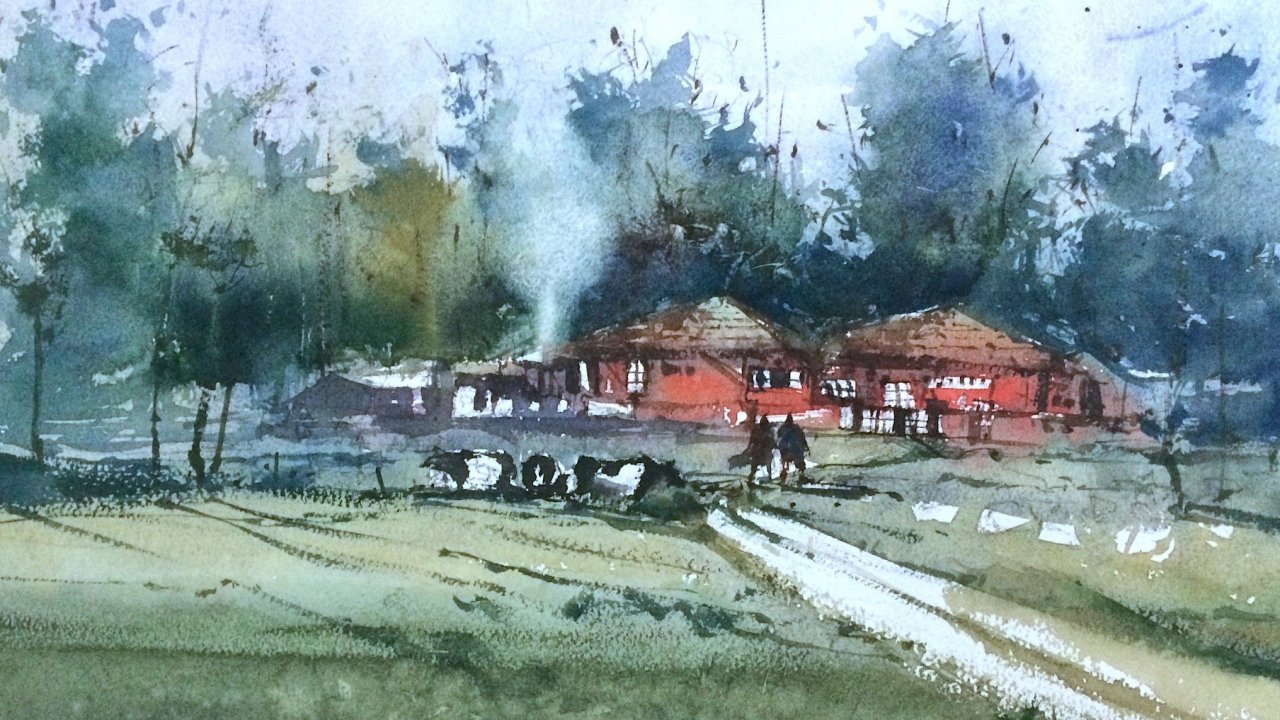 Online Course Beginners Watercolor Landscape Exercise An Easy Step by