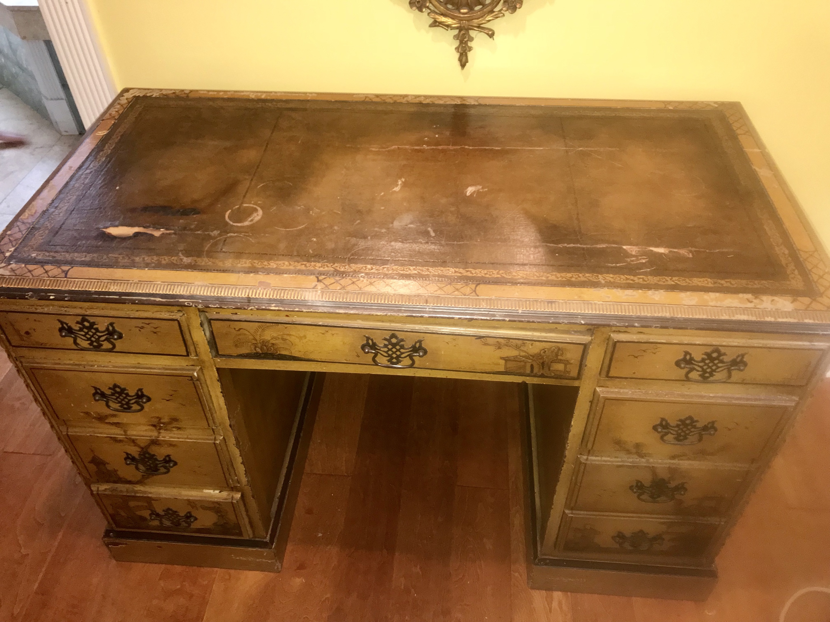 Chinese Desk with leather top Collectors Weekly
