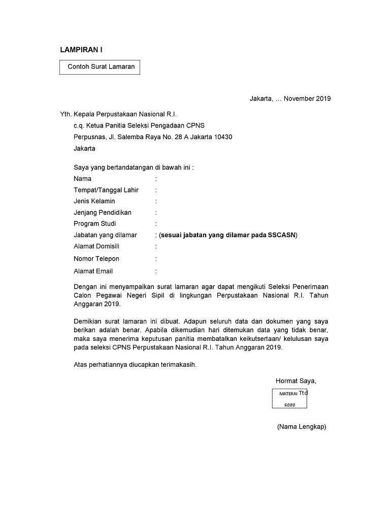 Ini Contoh Surat Lamaran CPNS 2019 yang Bisa Anda Sontek! - Womantalk