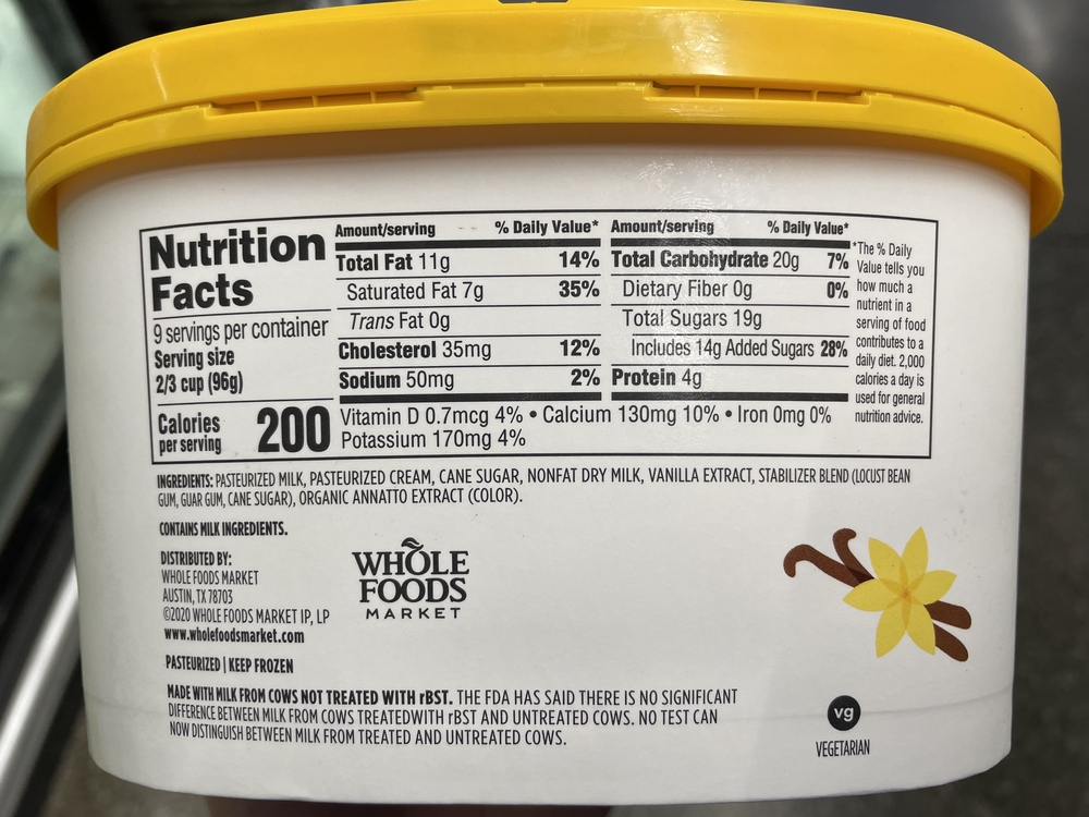 365 Vanilla Ice Cream Whole Foods Oatmel