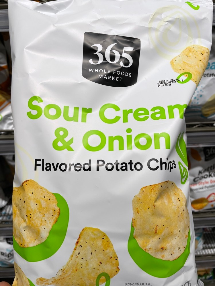 365 Sour Cream & Onion Flavored Potato Chips Whole Foods Oatmel