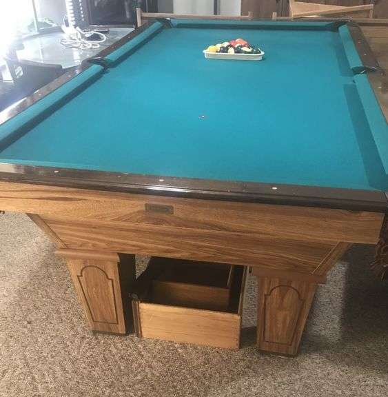 Global Billiard Mfg. full size 3piece pool table, made of 1" slate, approx. 8' x 4 1/2', very