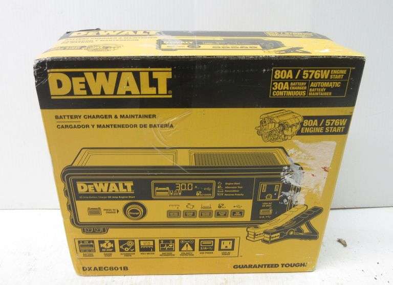 DeWALT 30A portable car battery charger and maintainer with 80A car