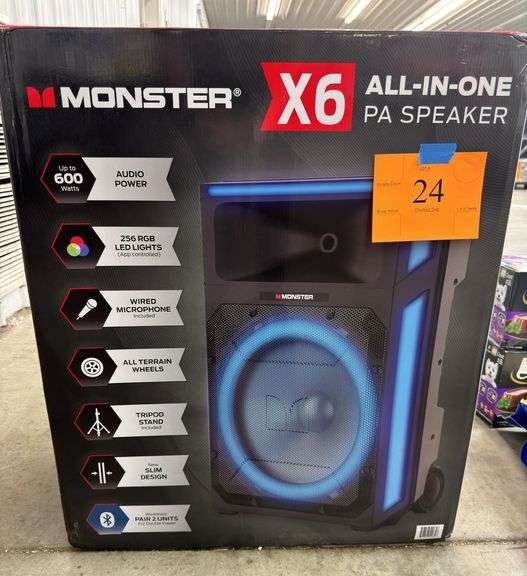 MONSTER X6 ALL IN ONE PA SPEAKER IN BOX - Earl's Auction Company
