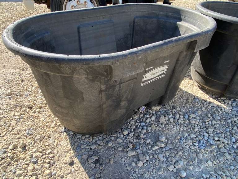 (2) 100 Gallon Rubbermaid Poly Plastic Water Troughs Gavel Roads