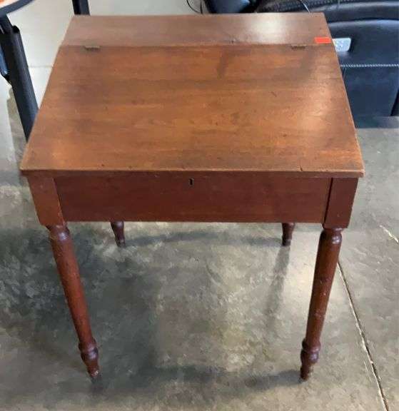 Early wood flip top desk 25x22x31.5” Hash Auctions