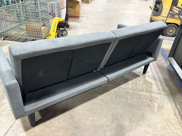 Room Essentials Gray Fabric Futon With Arms Lambrecht Auction, Inc.
