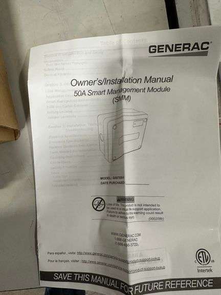 Generac 50 Amp Smart Management Module - Lambrecht Auction, Inc.