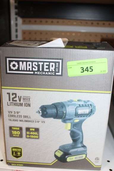 MASTER MECHANIC 12V 3/8" CORDLESS DRILL - Lawler Auction Company