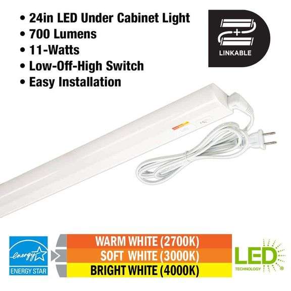 PlugIn 24 inch Linkable LED Light Task Under Counter