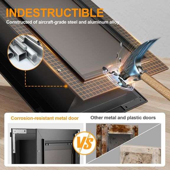 Dog Door for Wall, Large Doggy Door with Aluminum Frame and Double