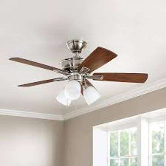 Hampton Bay Vaurgas 44 in. LED Indoor Brushed Nickel Ceiling Fan with