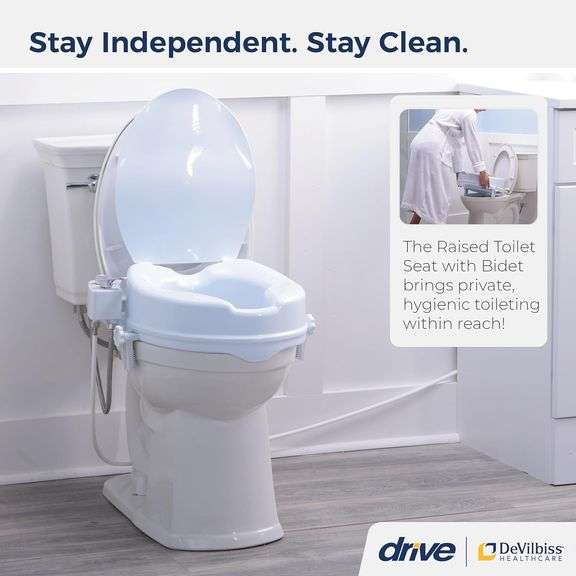Drive Medical PreserveTech Raised Toilet Seat with Bidet (Adjustable