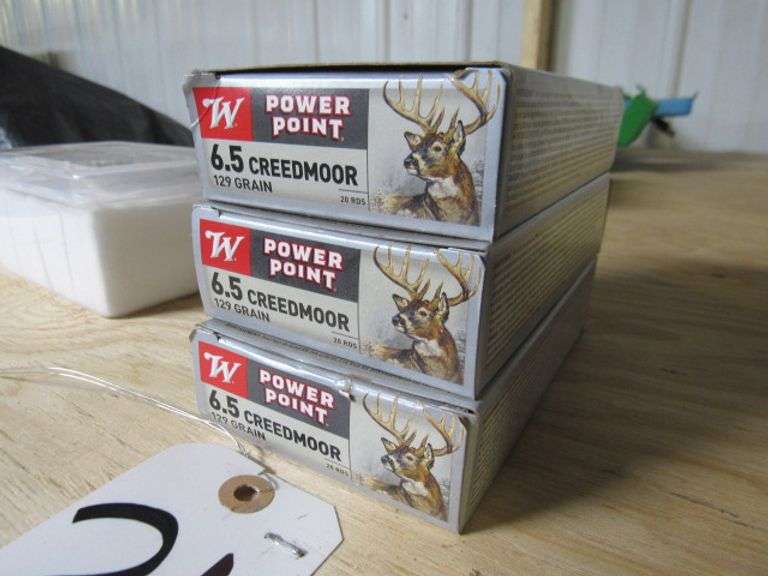 WINCHESTER POWER POINT AMMO 6.5 CREEDMOOR 27 LIVE ROUNDS AND 33 BRASS