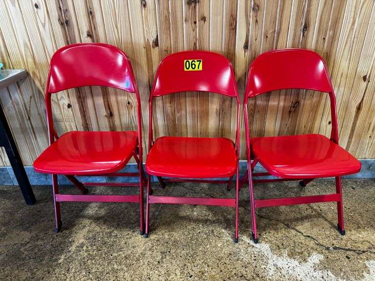 (3) Commercial steel folding chairs Nutt Auction