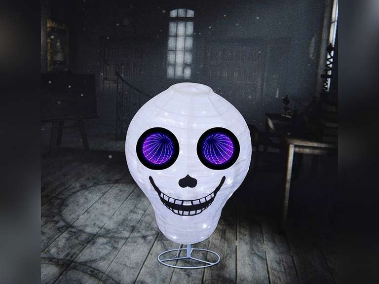 ATDAWN 2.6 ft PreLit Light Up Skull, Halloween Collapsible Skull