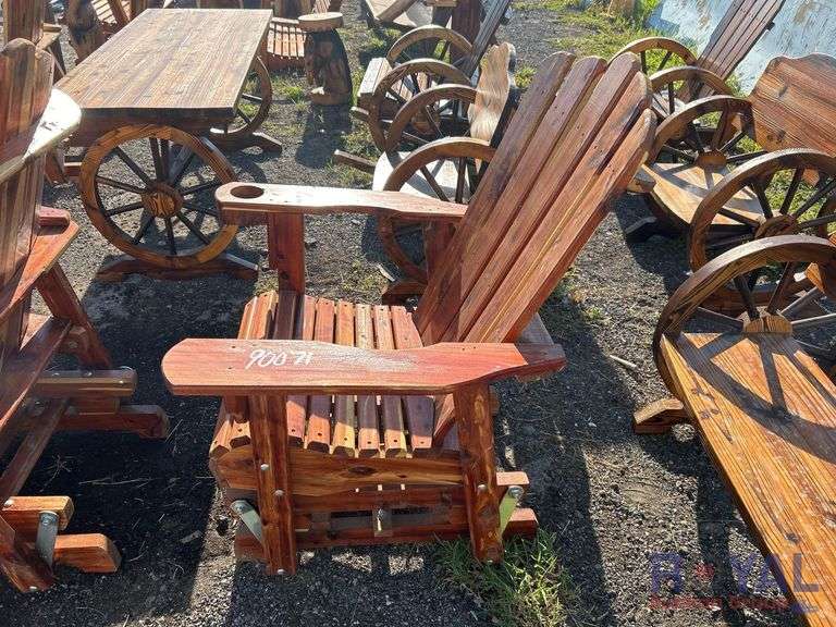 Red Cedar Wood Glider Rocking Chair Royal Auction Group