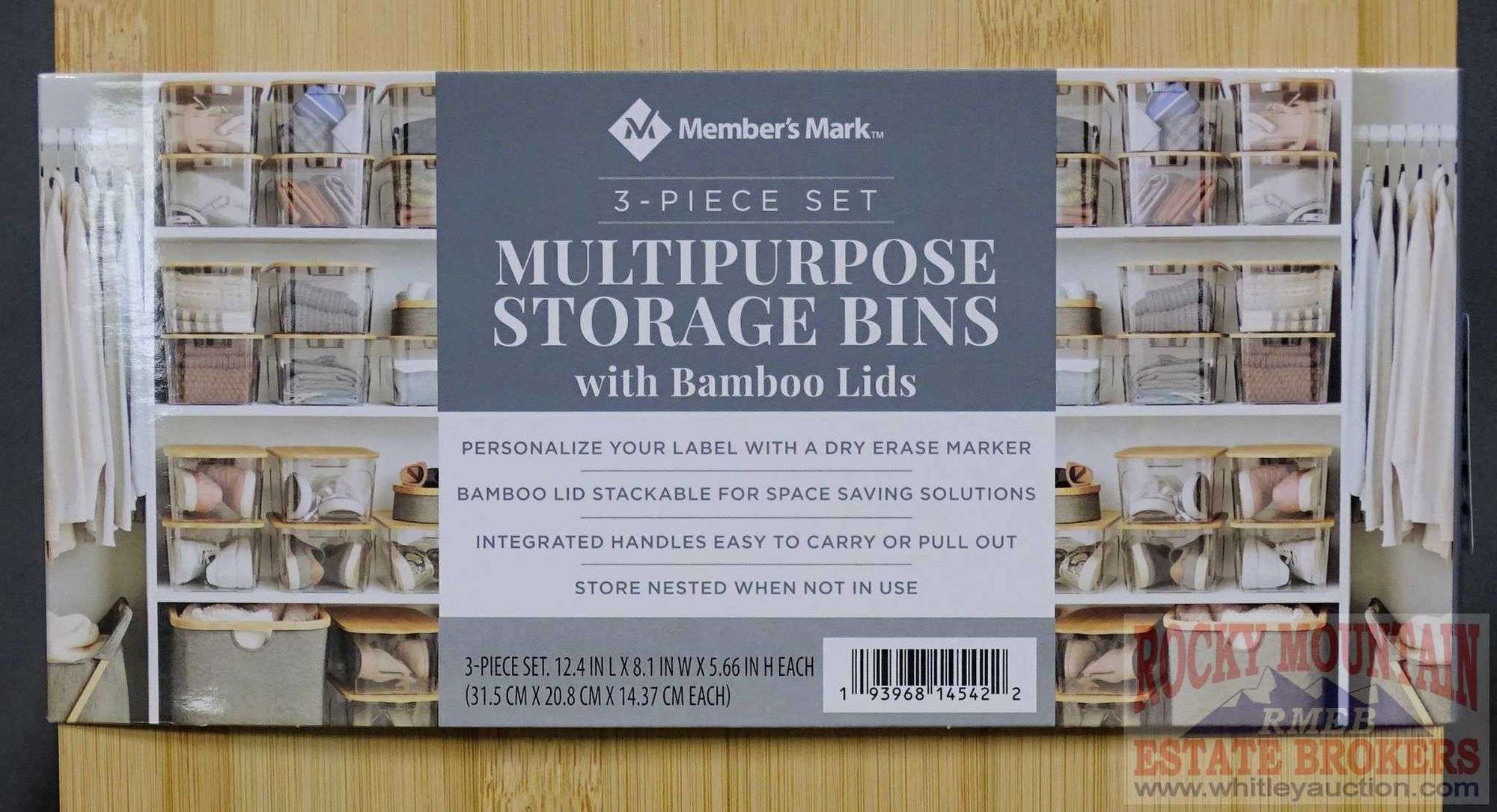 Member's Mark Multipurpose Storage Bins with Bamboo Lids Set of