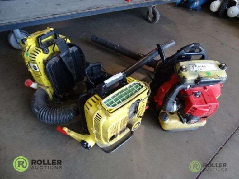 Redmax ES7000 and (2) John Deere Gas Powered Back Pack Blowers Roller