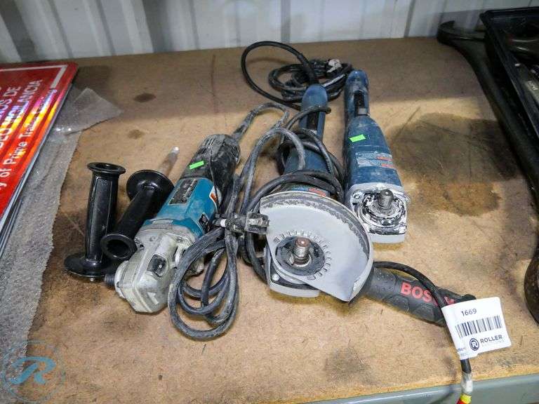 Makita 9565CV and (2) Bosch 1821D Angle Grinders, 41/2" Roller Auctions