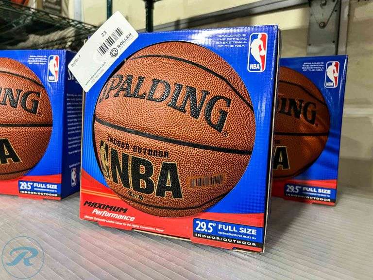 (2) New Spalding Maximum Performance Zi/O Indoor / Outdoor Basketballs, M29.5" Roller Auctions