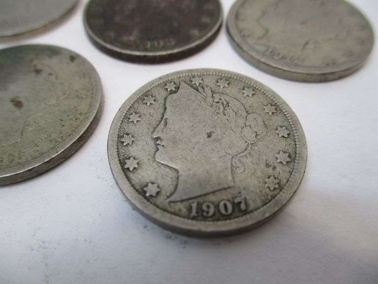 Grouping of 5 US silver Barber nickels Sierra Auction Management Inc